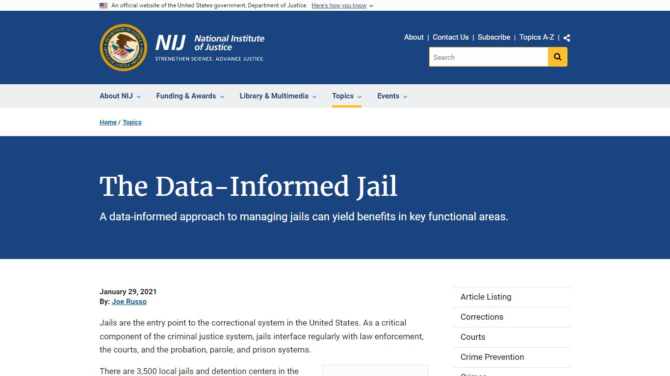 The Data-Informed Jail | National Institute of Justice